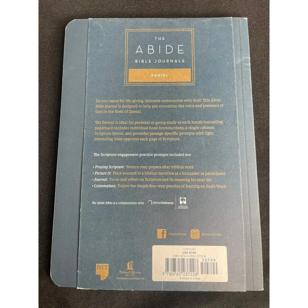 Thomas Nelson The Abide Bible Journal Daniel NET Softcover Blue Gold Lion